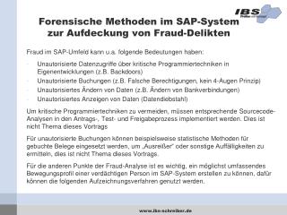 Forensische Methoden im SAP-System zur Aufdeckung von Fraud-Delikten