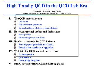 High T and r QCD in the QCD Lab Era