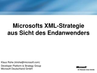 Microsofts XML-Strategie aus Sicht des Endanwenders