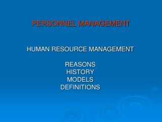 PERSONNEL MANAGEMENT