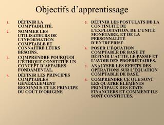 Objectifs d’apprentissage