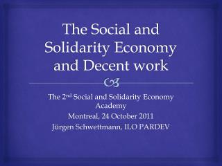 The Social and Solidarity Economy and Decent work