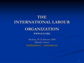 THE INTERNATIONAL LABOUR ORGANIZATION WWW.ILO.ORG