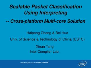 Xinan Tang Intel Compiler Lab.