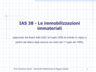 IAS 38 - Le immobilizzazioni immateriali