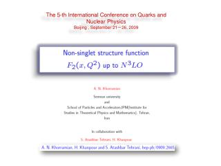 The 5-th International Conference on Quarks and Nuclear Physics Beijing , September 21－26, 2009