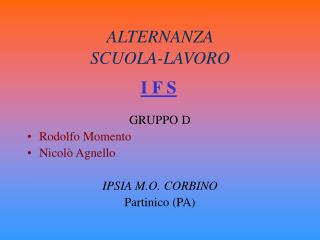 ALTERNANZA SCUOLA-LAVORO