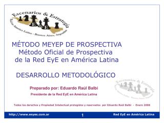 MÉTODO MEYEP DE PROSPECTIVA Método Oficial de Prospectiva de la Red EyE en América Latina