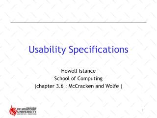 Usability Specifications