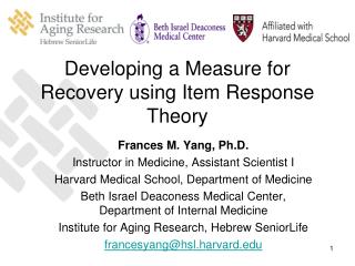 Developing a Measure for Recovery using Item Response Theory