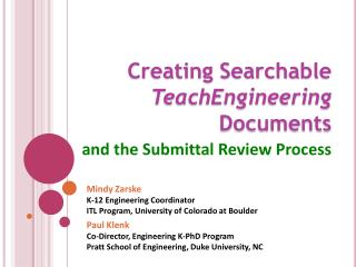 Creating Searchable TeachEngineering Documents