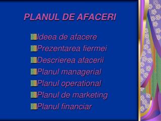 PLANUL DE AFACERI