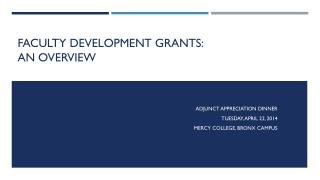 Faculty Development Grants: An Overview