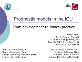 Prognostic models in the ICU