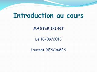 Introduction au cours