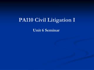 PA110 Civil Litigation I