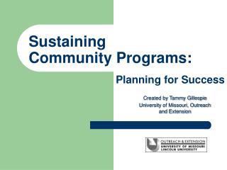 Sustaining Community Programs: