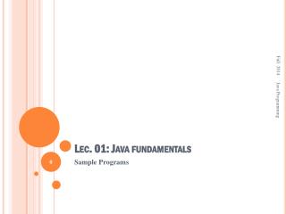 Lec . 01: Java fundamentals
