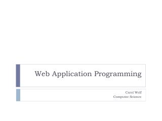 Web Application Programming