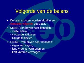 Volgorde van de balans