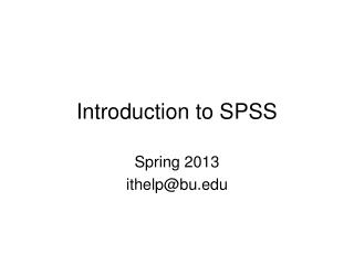 Introduction to SPSS