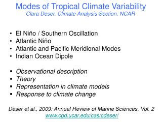Modes of Tropical Climate Variability