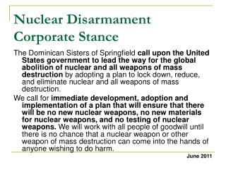 Nuclear Disarmament Corporate Stance