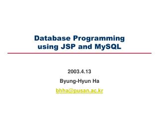 Database Programming using JSP and MySQL