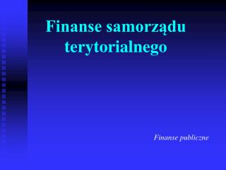 Finanse samorządu terytorialnego