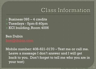 Class Information