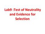Lab9 :Test of Neutrality and Evidence for Selection