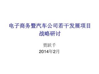 电子商务暨汽车公司若干发展项目 战略研讨