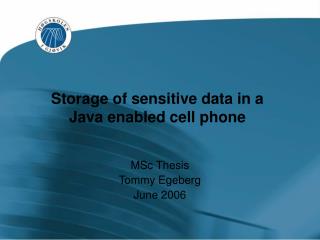 Storage of sensitive data in a Java enabled cell phone