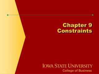 Chapter 9 Constraints