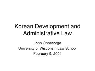 Korean Development and Administrative Law