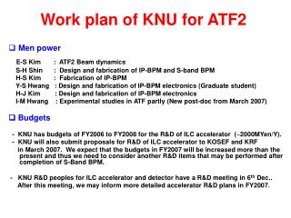 Work plan of KNU for ATF2