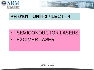 SEMICONDUCTOR LASERS EXCIMER LASER