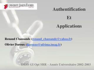 Authentification Et Applications