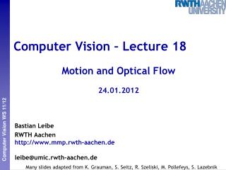 Computer Vision – Lecture 18