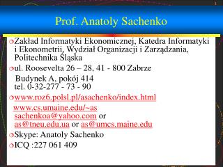 Prof. Anatoly Sachenko
