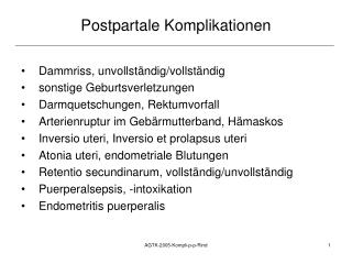 Postpartale Komplikationen