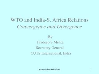 WTO and India-S. Africa Relations Convergence and Divergence