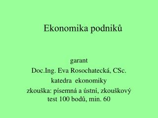 Ekonomika podniků