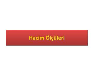 Hacim Ölçüleri