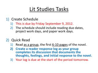 Lit Studies Tasks