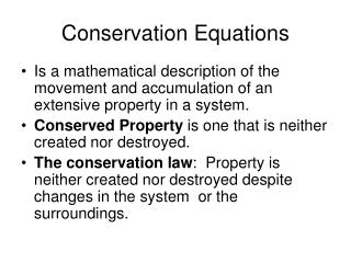 Conservation Equations