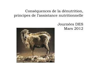 Conséquences de la dénutrition, principes de l’assistance nutritionnelle Journées DES Mars 2012