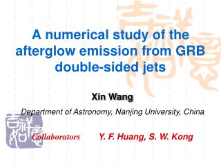 A numerical study of the afterglow emission from GRB double-sided jets