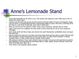Anne’s Lemonade Stand