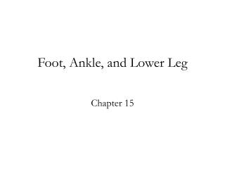 Foot, Ankle, and Lower Leg